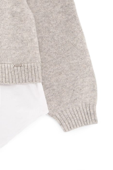 GIRLS’ GREY KNIT SWEATER WITH TROMPE-L'OEIL SHIRT 5