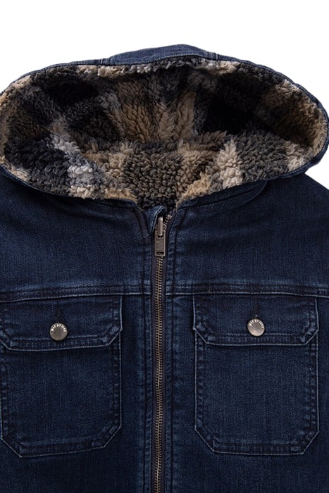 BOYS’ BLUE DENIM/CHECKED SHERPA REVERSIBLE JACKET 4