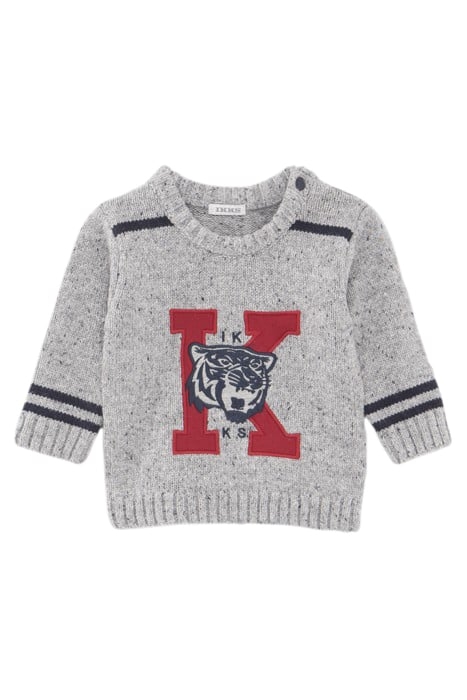 BABY BOYS’ GREY MARL KNIT SWEATER WITH XL EMBROIDERY 1