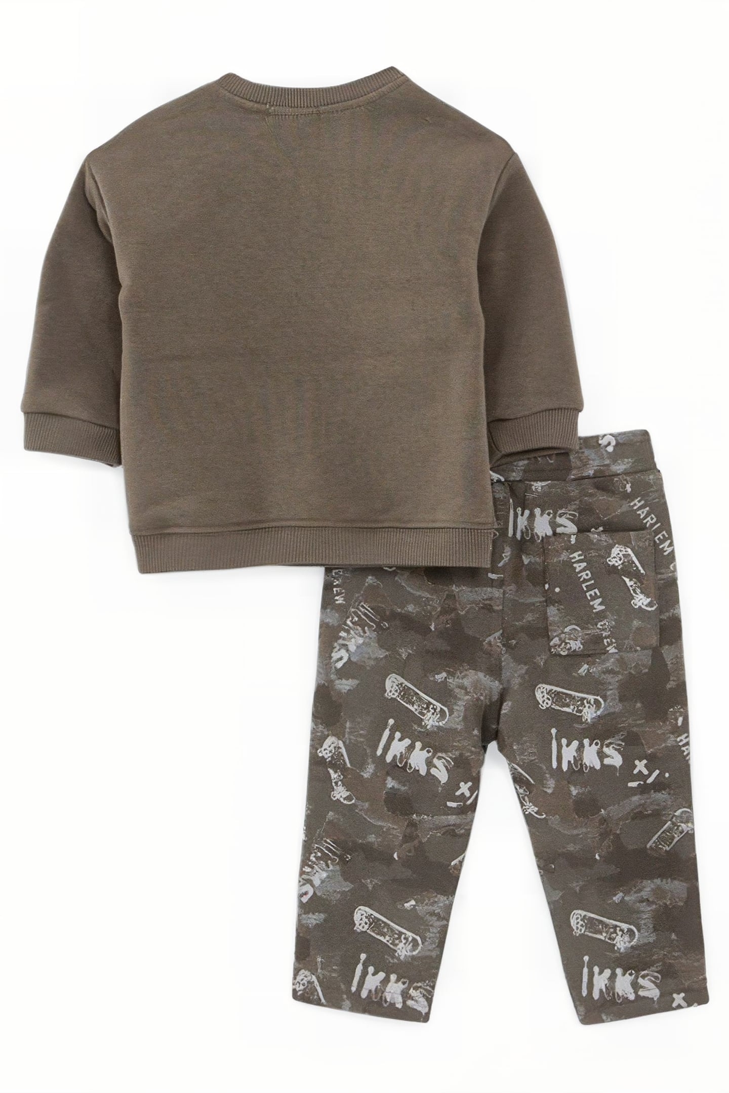 BABY BOYS’ CAMOUFLAGE JOGGERS AND KHAKI SWEATSHIRT OUTFIT 2