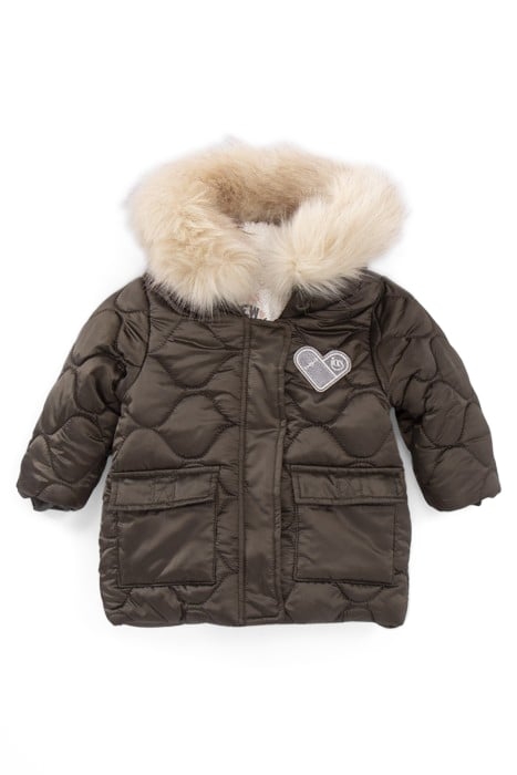 BABY GIRLS’ KHAKI QUILTED FUR-LINED HOODED PARKA 2