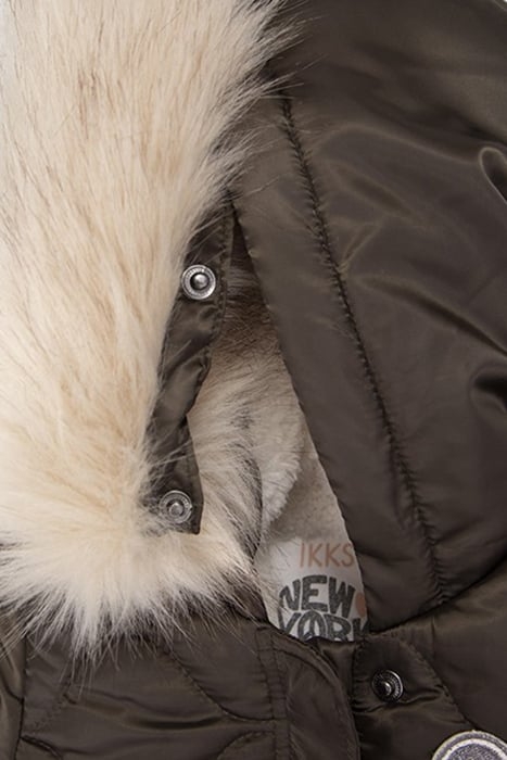 BABY GIRLS’ KHAKI QUILTED FUR-LINED HOODED PARKA 8