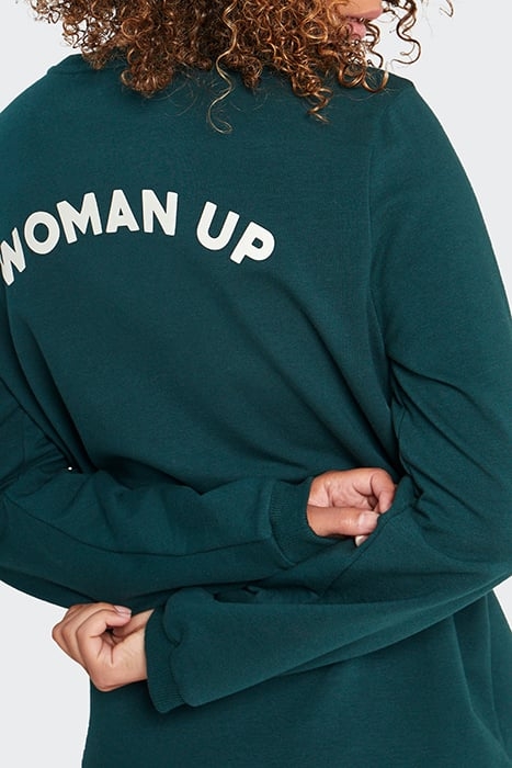 IMPERIAL GREEN SWEATSHIRT DRESS WITH SLOGAN ON BACK 5