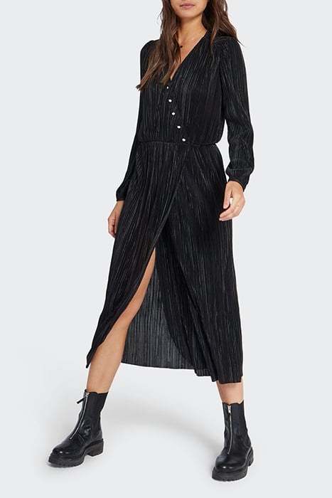 BLACK MICRO-PLEAT LONG DRESS 3