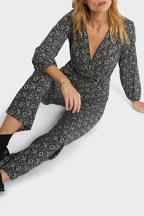 BLACK GRAPHIC FLOWER PRINT JUMPSUIT 4