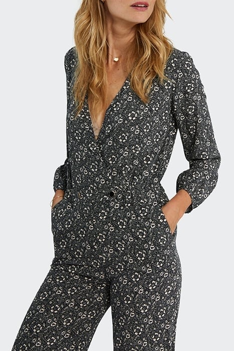 BLACK GRAPHIC FLOWER PRINT JUMPSUIT 3