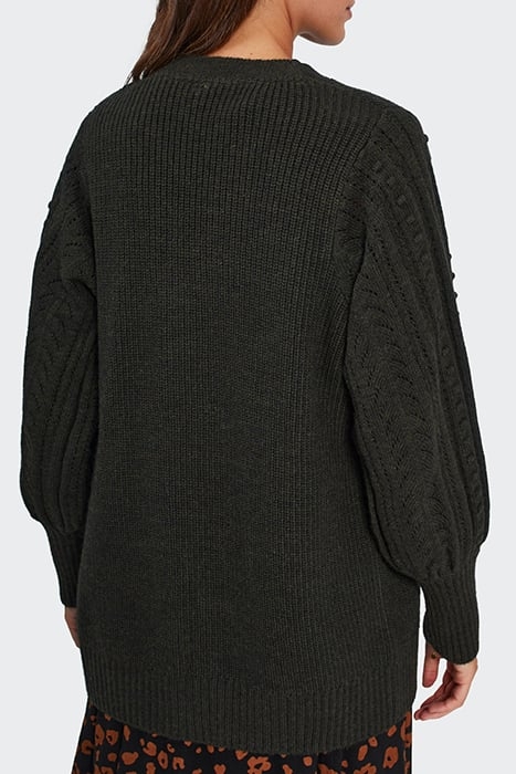 KHAKI KNIT MID-LENGTH CARDIGAN, DECORATIVE SLEEVES 2