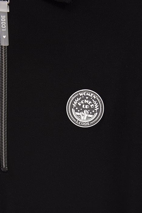 BLACK PIQUE KNIT LONG POLO-SHIRT DRESS 8