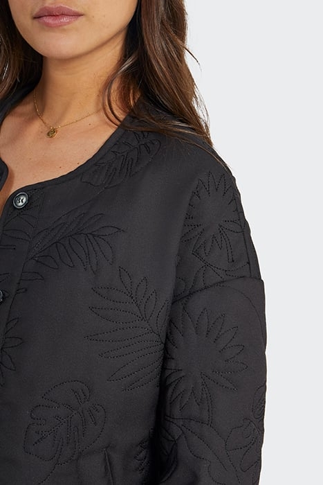 BLACK QUILTED PLANT FABRIC JACKET 6