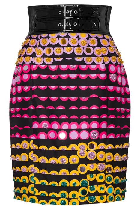 EMBROIDERED POLKA DOTS TWILL SKIRT BLACK 3