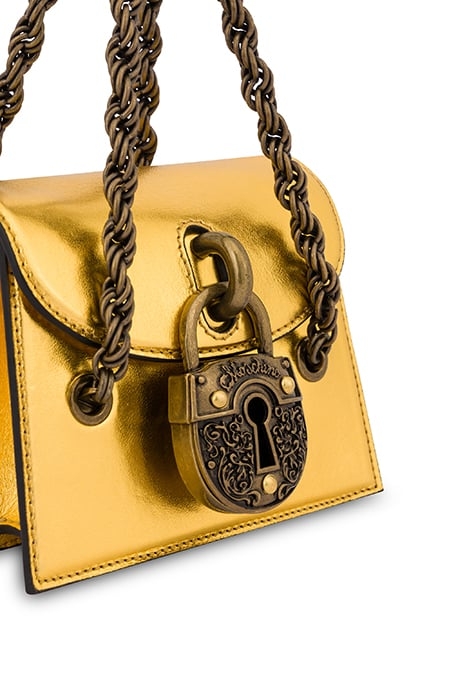 PADLOCK MINI BAG IN LAMINATED NAPPA GOLD 6