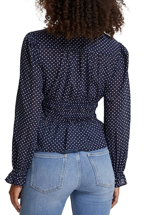 V-NECK TOP WITH ELASTIC WAIST POLKA NAVY BLUE 2
