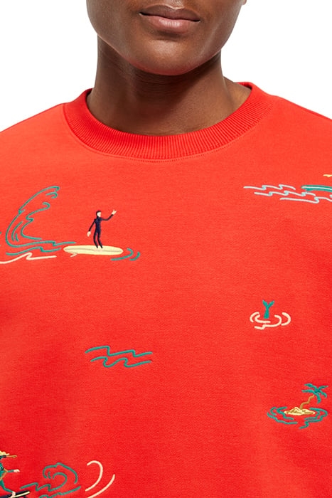 ALL-OVER EMBROIDERY SWEATSHIRT BOAT RED 7