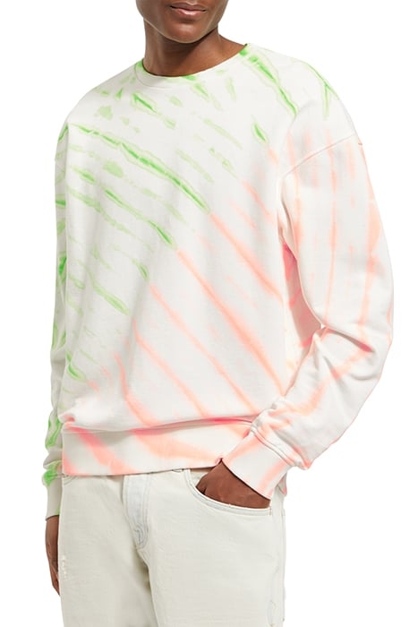 DIAGONAL TIE-DYED SWEATSHIRT SWAN/ NEON TIE DYE 1