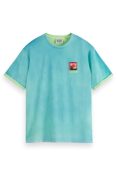 TWO COLOUR SPRAYED T-SHIRT WASHED NEON BLUE 1