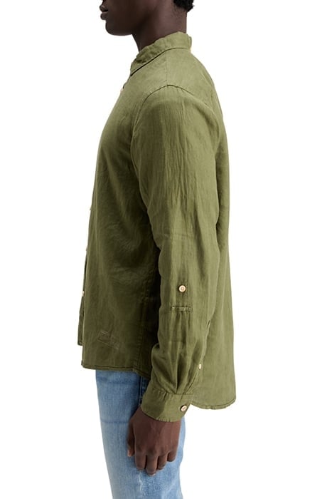 LINEN SHIRT WITH ROLL-UP ARMY 6