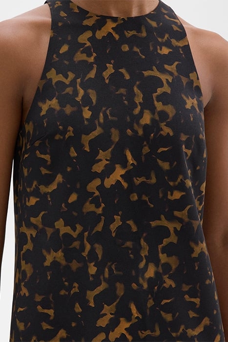 SHIFT DRESS IN TORTOISESHELL PRINTED CREPE DARK BROWN MULTI 3