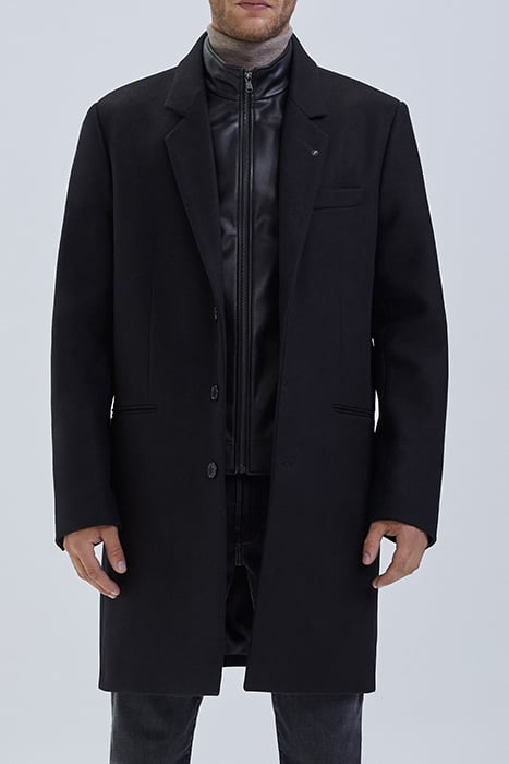 BLACK COAT WITH LEATHER FACING BLACK 1