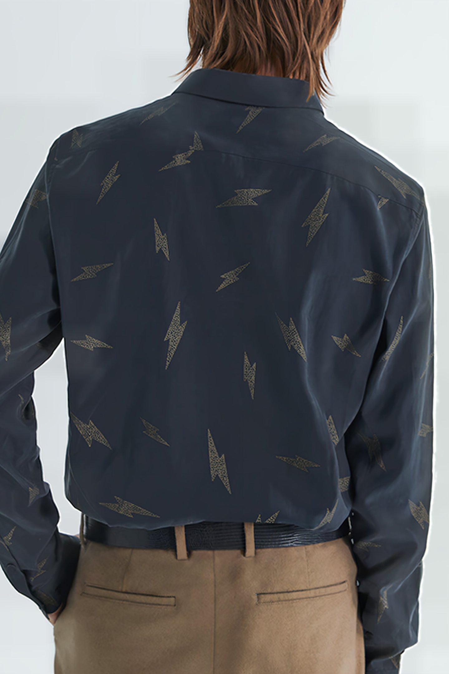 BLACK PURE EDITION-SLIM SHIRT, LIGHTNING PRINT BLACK 4