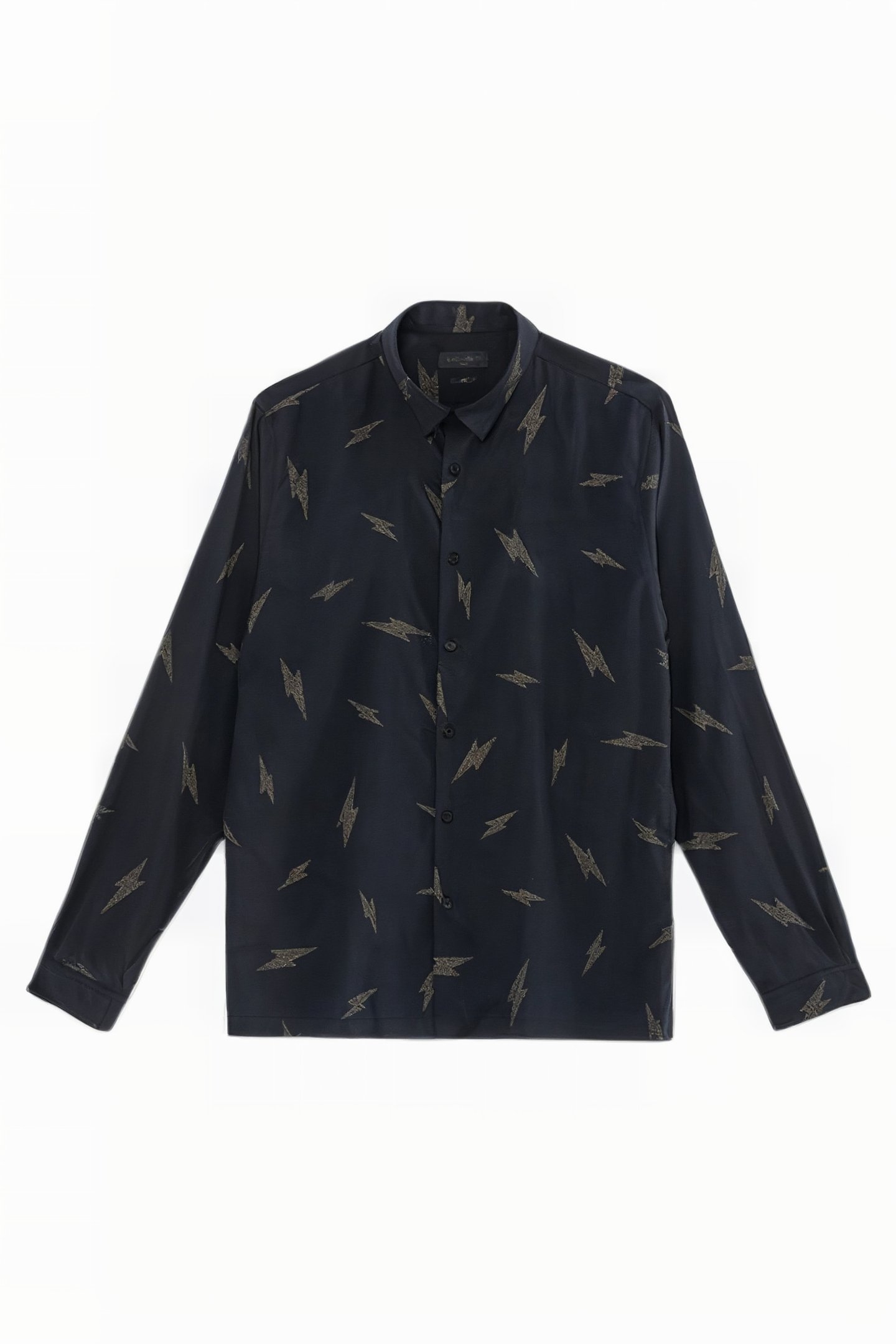 BLACK PURE EDITION-SLIM SHIRT, LIGHTNING PRINT BLACK 3