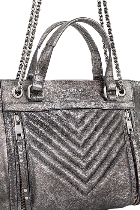 1440 MEDIUM METALLISE QUILTED CHEVRON TOTE BAG GREY 5