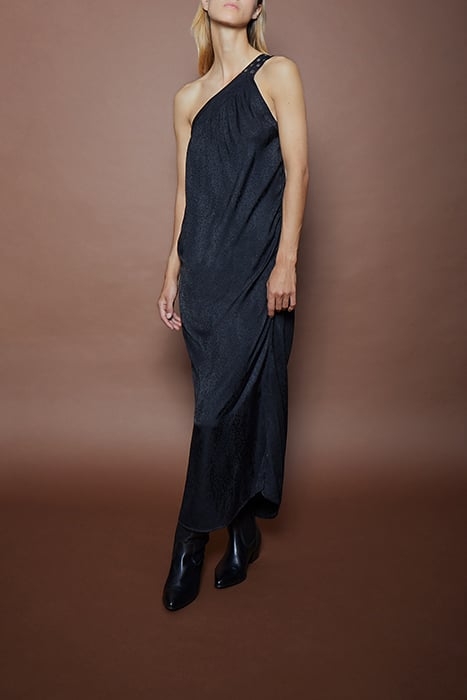 PURE EDITION- BLACK LONG ASYMMETRIC DRESS BLACK 5