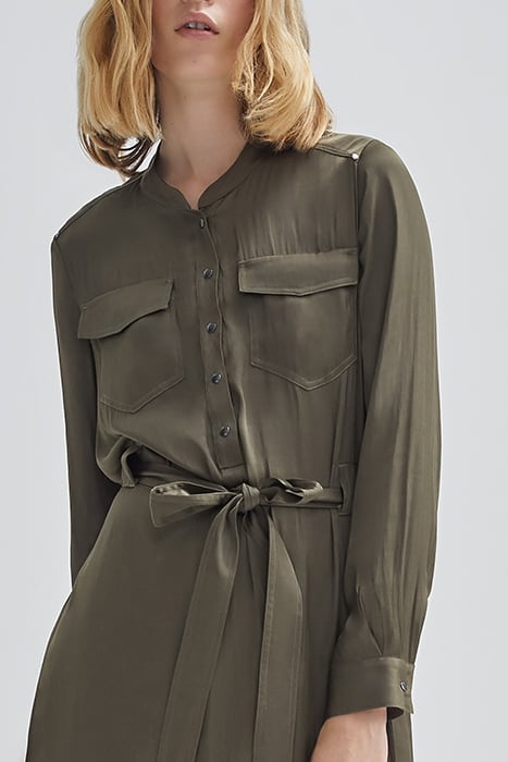 KHAKI SATIN RECYCLED DRESS WITH FLAP ON BACK KHAKI 5