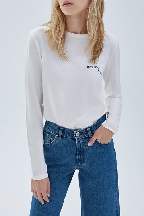 WHITE T-SHIRT WITH EMBROIDERED SLOGAN OFF-WHITE 1