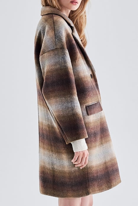 SIENNA BLURRED CHECK WOOL FABRIC COAT CAMEL 5