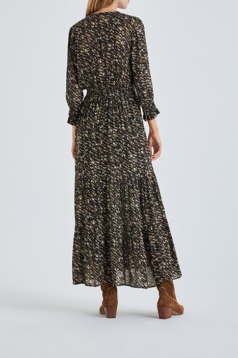 BLACK FUSAIN PRINT LONG DRESS BLACK 2