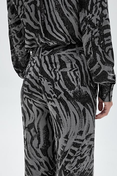 PURE EDITION- GREY WIDE-LEG ZEBRA PRINT TROUSERS GREY 7