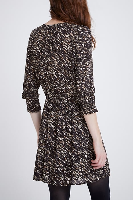 BLACK FUSAIN PRINT WRAP DRESS BLACK 2