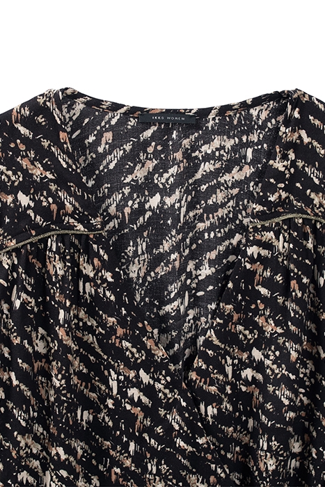 BLACK FUSAIN PRINT WRAP DRESS BLACK 6