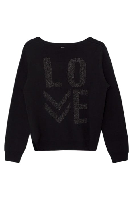 BLACK SWEATER LUREX XL LETTERING ON BACK BLACK 2