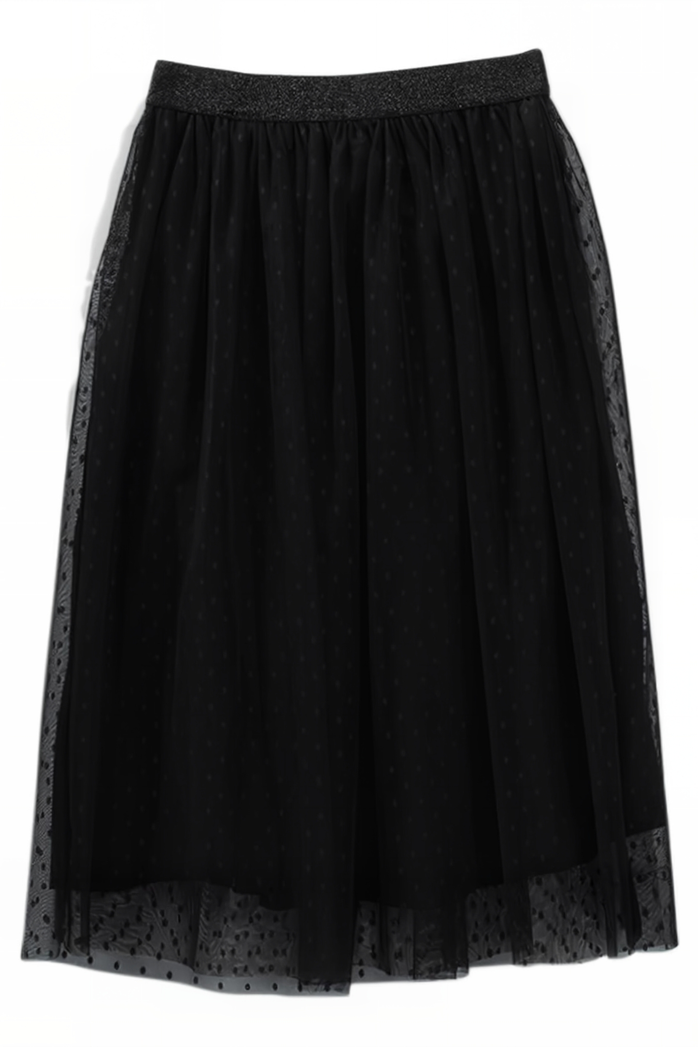 GIRLS’ BLACK DOTTED SWISS TULLE MIDI SKIRT BLACK 2