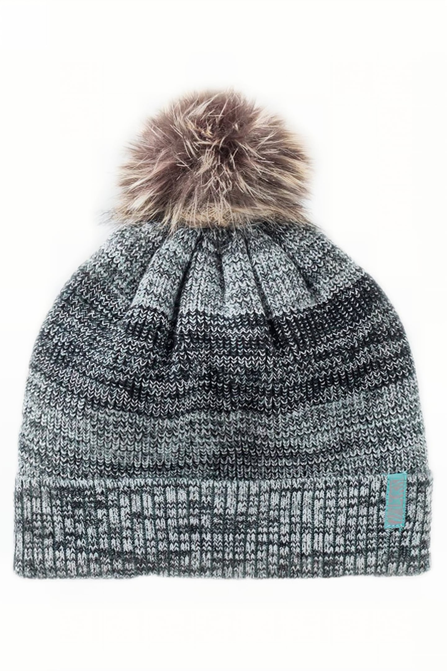 BOYS’ GREEN MARL STRIPED FUR-LINED BEANIE GREEN 1