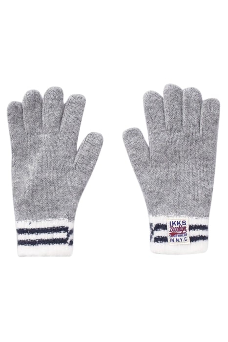 BOYS’ GREY STRIPED RIBBED KNIT GLOVES GREY 1