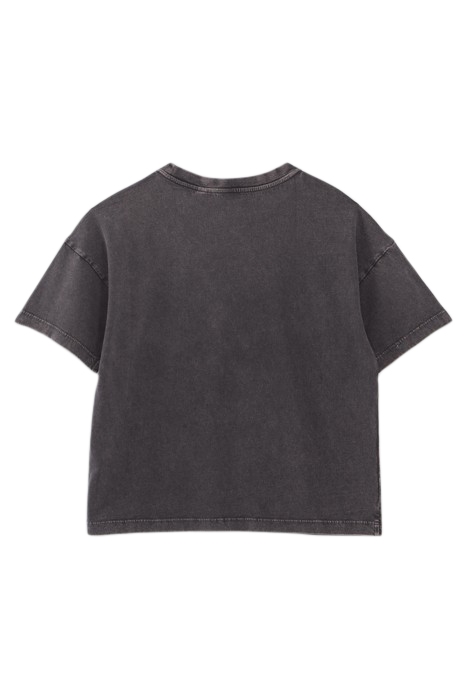 GIRLS’ GREY STUDDED ROCK IMAGE T-SHIRT BLACK USED 2