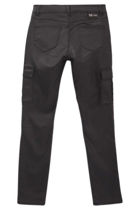 GIRLS’ BLACK COATED COMBAT-STYLE SLIM JEANS BLACK 2