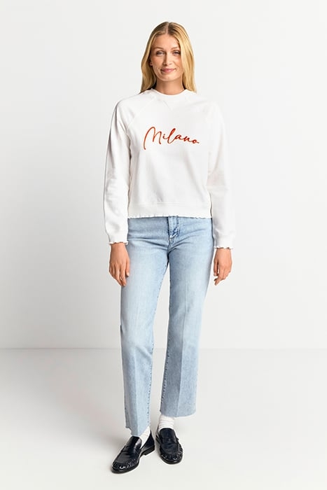 SWEATSHIRT WITH APPLICATION "MILANO" ORGANIC PEARL WHITE 2