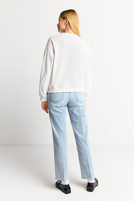 SWEATSHIRT WITH APPLICATION "MILANO" ORGANIC PEARL WHITE 3