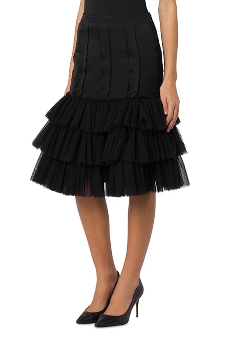 INSIDE OUT VISCOSE SATIN SKIRT BLACK 1