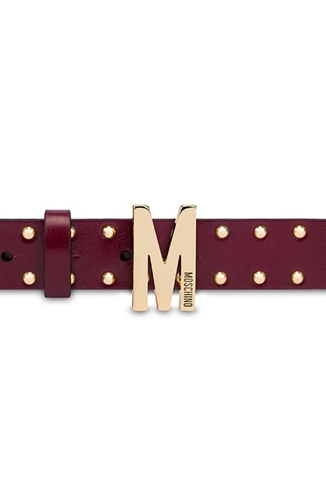 M BELT IN GOLD STUDS CALFSKIN RED 3
