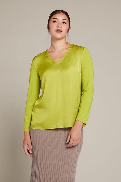 T-SHIRT IN TWO ECO-VISCOSE FABRICS GREEN 1