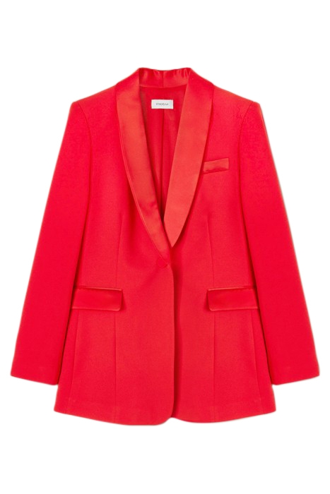 LONG SINGLE-BREASTED SOLID COLOUR BLAZER RED 3