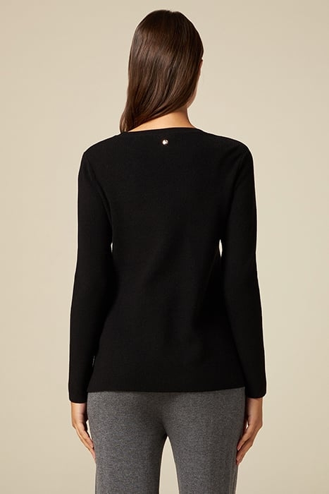 CREW-NECK SWEATER WITH JEWEL SLIT AND BUTTONS BLACK 2