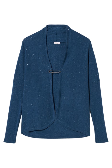 CASHMERE LUREX BLEND CARDIGAN WITH BROOCH BLUE 3
