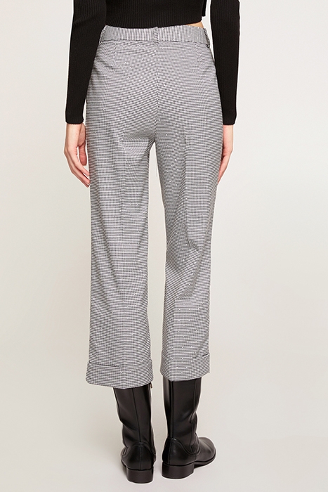 HOUNDSTOOTH PATTERN CROPPED TROUSERS BLACK 2