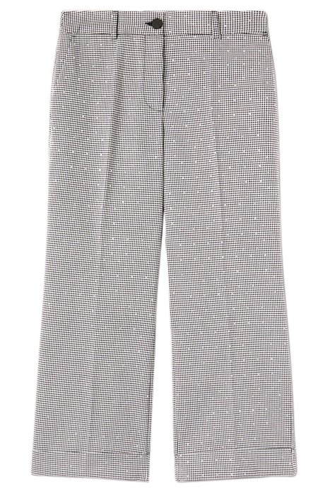 HOUNDSTOOTH PATTERN CROPPED TROUSERS BLACK 3