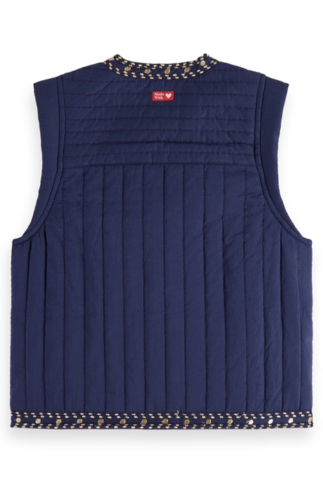 LIGHTLY PADDED EMBROIDERED GILET ANCHOR FLORAL NIGHT 2